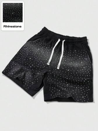 Street Life Short décontracté pour hommes avec imprimé zébré et ornements de strass, convient pour le printemps/été