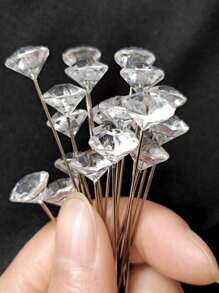 100pcs Crystal Rhinestone Head Pins With Plastic Box, Used For Wedding Sewing Diy Craft Decoration - Transparent 100pcs/box - View 8