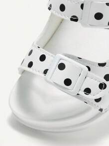 Cozy Pixies 1 双夏季可爱女童白色波尔卡圆点钩环休闲公主时尚百搭软底平底凉鞋 - 白色 - 查看 7
