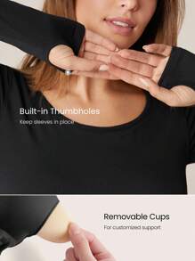 GLOWMODE Seamless Fitted Long Sleeve Crop Tee With Lace-Up Back Light Support Low Impact Yoga Daily Gym