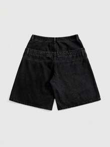 ROMWE Street Life Y2K 街头风格刺绣口袋设计双腰带宽松低腰七分牛仔裤