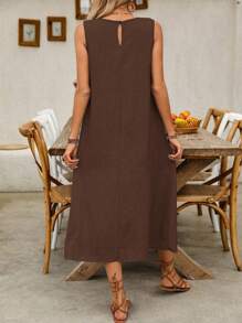 Elouméa Women's Solid Color Sleeveless Casual Vacation Dress - Brown - View 2