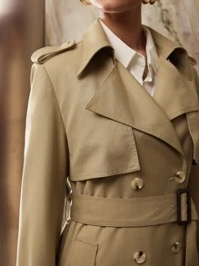 MOTF PREMIUM 时尚卡其色翻领风衣 - 卡其色 - 查看 3