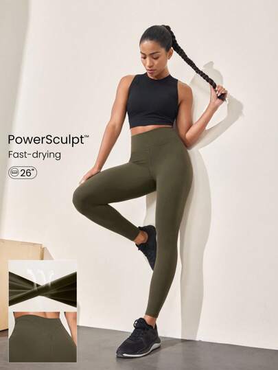 GLOWMODE 26 英寸 Powersculpt-Air 训练紧身裤 中等冲击训练健身速干吸湿排汗凉爽感觉