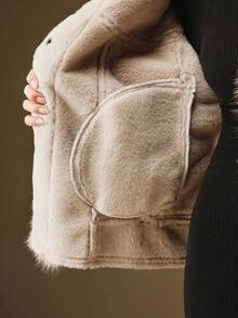 Anewsta Áo khoác lông nhân tạo dành cho nữ, Thích hợp cho mùa thu, mùa đông, đi chơi, thanh lịch, trang trọng, tiệc tùng, sang trọng, năm mới, giáng sinh, công sở, tốt nghiệp, đám cưới - màu nâu - Xem 13