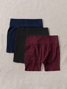 Gameset SHEIN Sport Bộ 3 quần short thể thao không đường may, cạp cao, màu trơn, đa năng, dành cho nữ. - Nhiều màu - Xem 5