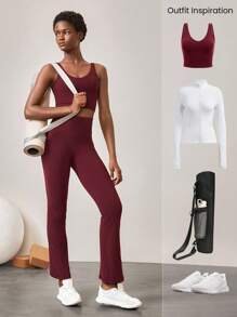 GLOWMODE 31" FeatherFit™ Ultra-High-Waisted Curved Seam Flared Leggings Pants Low Impact Yoga Daily