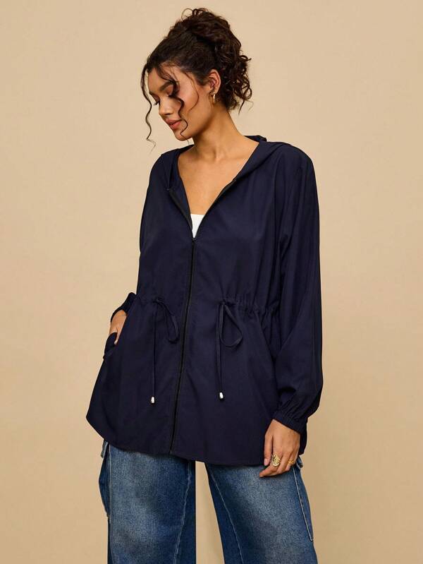 Travachic Chaqueta casual para exteriores y camping con bolsillos y capucha para mujer talla grande, ropa deportiva