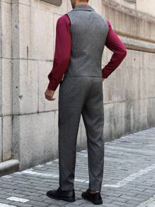 Manfinity Bizformal 男士双排扣背心和裤子商务西装套装