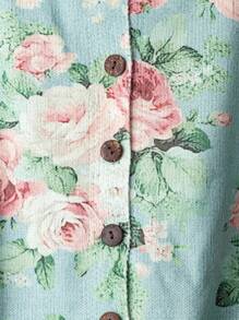 SHEIN Privé 大码女式花卉图案长袖单排扣宽松休闲针织开衫 - 彩色 - 查看 3