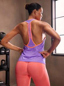 Powerista 露背健身上衣 女士健身上衣 工字背健身上衣 - 紫色 - 查看 1