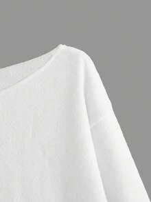 SHEIN BASICS 秋冬女士休闲百搭纯色毛衣 - 白色 - 查看 3