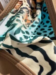 Swim Vcay Random Print Wireless Adjustable Strap Top & Shorts Women Summer Beach Holiday Bikini Set - Multicolor - View 6