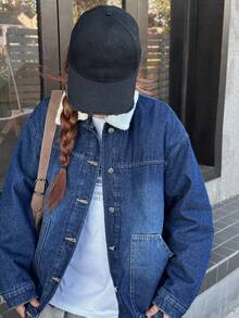 DAZY Teen Girl's Fashionable Thermal Lined Warm Jacket, Autumn/Winter - Blue - View 3