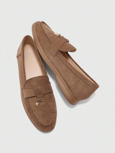 CUCCOO BIZCHIC Women's Fashionable Camel Suede Comfortable Casual Loafers, Suitable For Commuting, Outdoor, Shopping, Work, Daily Wear For Christmas Spring Shoes Fall Shoes