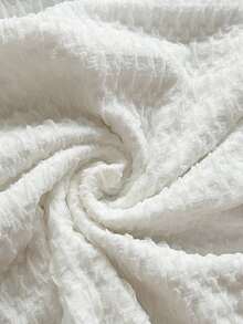 Soleia Women's Light Blue Textured Knit Fabric Ruched Off-Shoulder Flare Sleeve Fitted Casual Top For Vacation, Brunch, Boho White Off Shoulder Top White Off The Shoulder Crop Top White Summer Top White Textured Top White Long Sleeve Off Shoulder Top - White - View 7