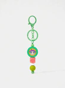 THE POWERPUFF GIRLS X SHEIN 1pc Cute Buttercup Silicone Beaded Detachable Green Keychain, Bag Charm, Key Chain Holder, Gift For Friends - Green - View 1