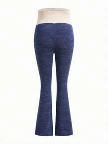 SHEIN Autumn And Winter Casual   Maternity Pants Autumn And Winter Night Out  Going Out Tops Maternity Solid Color Elastic Cycling Shorts, - Blue - View 2