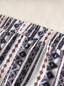 EMERY ROSE Digital Print Casual Wide Leg Pants With Elastic Waist For Women Fall Cloth For Women - Multicolor - View 3