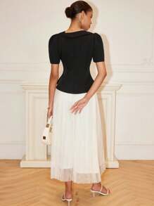 Chiquease Fashion New Short-Sleeved Light Luxury Celebrity Slim Design High Waist Mesh Skirt Ladies Two-Piece Suit 2 Pieces Sets Woman Lounge Sets For Women - Multicolor - View 4