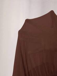 Cheerfulab Asymmetrical Keyhole Off-Shoulder Sheer Mesh Bodysuit Women Vacation Spring & Summer Beach - Brown - View 7