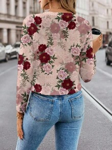 Shutterstock Glamance 休闲简约印花女式外套，适合秋季、返校、工作、秋冬季商务休闲穿着。 - 粉色 - 查看 2