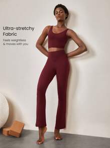 GLOWMODE 31" FeatherFit™ Ultra-High-Waisted Curved Seam Flared Leggings Pants Low Impact Yoga Daily