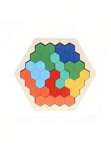 Wooden Honeycomb Puzzle Colorful STEM Learning Toys Brain Teaser Game Logic Training Solid Wood Blocks Family Game Night Vibrant Colors - Multicolor - View 5