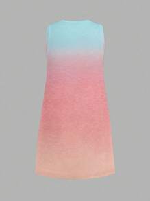 SHEIN EZwear 女士休闲简约渐变色迷你夏季连衣裙，适合度假 - 彩色 - 查看 3