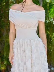 Andrea Bello Women Long Solid Color Casual Dress, Fashionable For Summer - Apricot - View 3