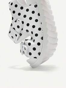 Cozy Pixies 1 双夏季可爱女童白色波尔卡圆点钩环休闲公主时尚百搭软底平底凉鞋 - 白色 - 查看 8