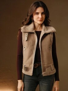 Anewsta Women's Fashionable Thermal Lined Vest Jacket, Autumn/Winter