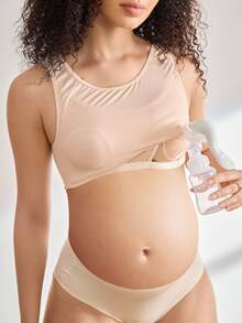 Moonlight&Mama Maternity Nursing Camisole, Solid Color Casual Undershirt - Baby Pink - View 1