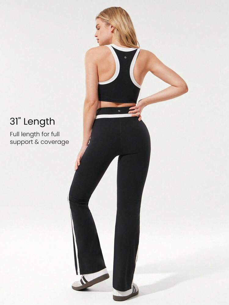 31" FeatherFit™ Legging évasé et fluide, doux et extensible, évacuant la transpiration, avec rayures bicolores. Legging évasé pour yoga, pilates, studio et activités quotidiennes à faible impact