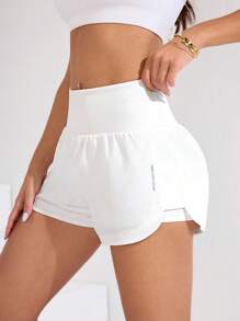 Sovereign Charm 纯色高腰开叉下摆夏季时尚运动短裤