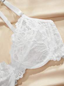 Charlaine 花卉蕾絲內衣套裝 - 白色 - 查看 3