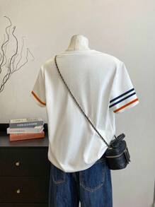 Camiseta de mujer casual y holgada de cuello redondo y manga corta a rayas - Multicolor 4 - Ver 2