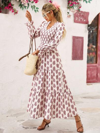 Vivid Eden 女士休闲度假全印花连衣裙