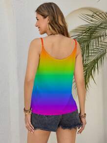 Shutterstock Glamance Women's Colorful Ombre V-Neck Camisole, Spring/Summer Back To School Going Out Tops Women Suitable For Going Out