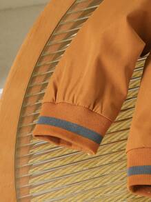 Young Boy Casual Sports Woven Fabric Zip-Up Jacket, Matching Sibling , Autumn Winter Kids Bomber Jacket Fall Winter Outerwear