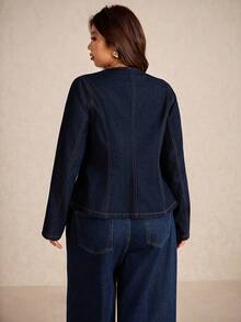 Elaquor 大码休闲通勤日常牛仔夹克