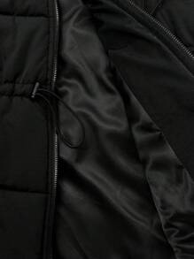 SHEIN 秋装，秋季服装，孕妇秋装，抽绳腰带拉链连帽背心黑色孕妇休闲外套 - 黑色 - 查看 7