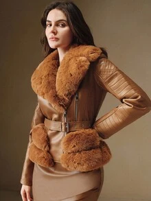 SHEIN X Jwoww Anewsta K0366 秋冬新年优雅时尚圣诞外出女装 - 棕色 - 查看 10