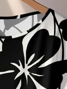 EMERY ROSE Multicolor Two-Piece Set For Women With Plant Print Blouse And Comfy Pants Two Piece Set Women Short Sleeve Blouse And Pants Set,Teacher Outfits For Women,Flower/Spring/Summer/Vacation - Multicolor - View 5