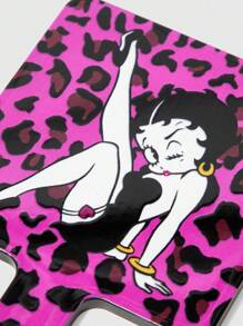 Betty Boop | ROMWE 1pc Figure Graphic Square Handheld Mirror, Translucent Plastic Handle Makeup Mirror For Desk, Portable - Multicolor - View 4