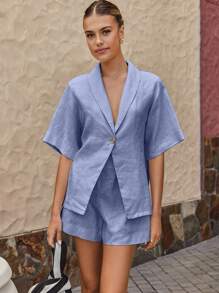 Selianne Women's Bohemian Casual 2 Pieces Set - Medium Wash - View 5