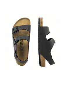 Birkenstock Milano BF 黑色可调节扣环设计女式休闲凉鞋 - 黑色 - 查看 3