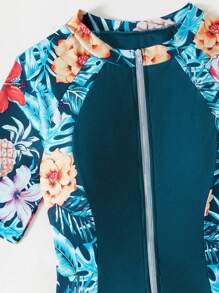 Swim Mulvari 女士热带印花布基尼，适合海滩度假 - 墨綠色 - 查看 5