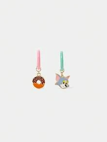 TOM & JERRY X SHEIN Cute Cartoon Ice Cream & Donut Decor Earrings