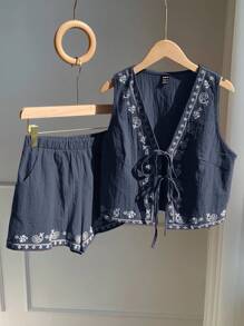 Comfortcana 波西米亚风格海军蓝印花梭织西装 - 藏蓝色 - 查看 4